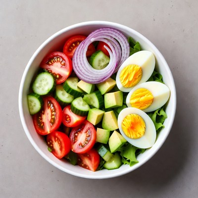 Fresh Tomato Cucumber Avocado Egg Salad