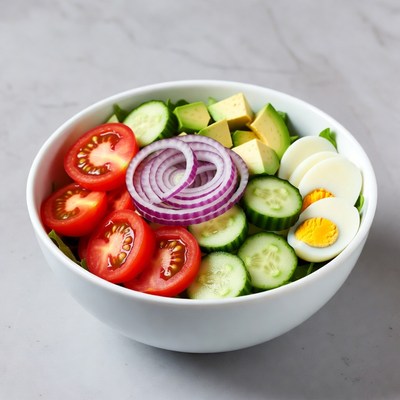 Fresh salad with tomatoes, cucumbers, avocado
