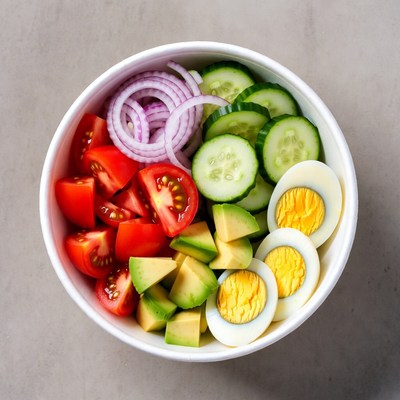 Healthy Salad Bowl with Avocado and Eggs