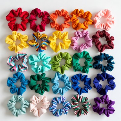 Colorful Scrunchies on White Background