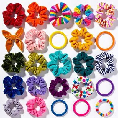 Colorful Scrunchies on White Background