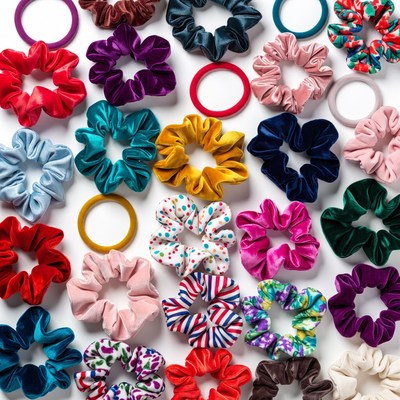 Colorful Scrunchies on White Background