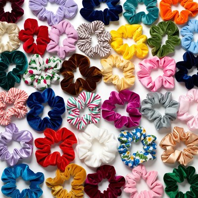 Colorful Scrunchies on White Background