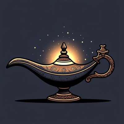 Glowing Genie Lamp Illustration