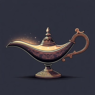 Glowing Magical Genie Lamp Illustration