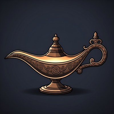 Golden genie lamp illustration