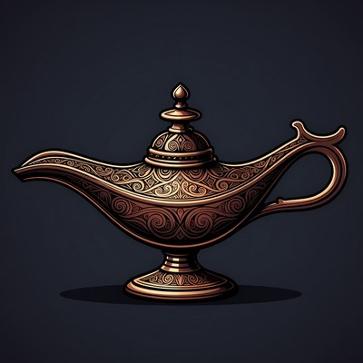 Ornate Golden Genie Lamp