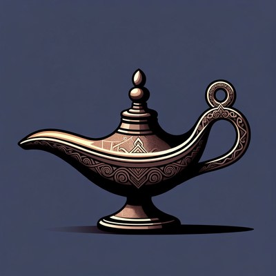 Golden genie lamp illustration