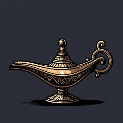 Golden Genie Lamp Illustration