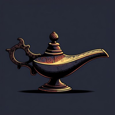 Ornate Golden Genie Lamp Illustration