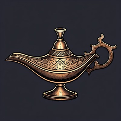 Ornate Golden Genie Lamp