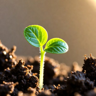 Young green sprout in soil