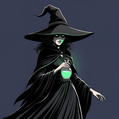 Witch holding glowing green potion