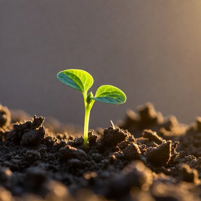 Young green sprout in soil