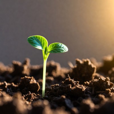 Young green sprout in soil