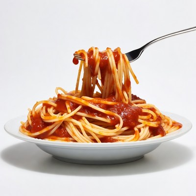 Spaghetti with fork lifting noodles