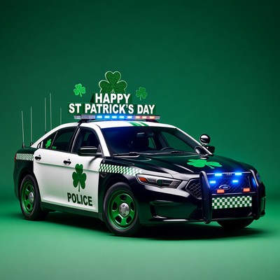 St Patrick's Day Police Car