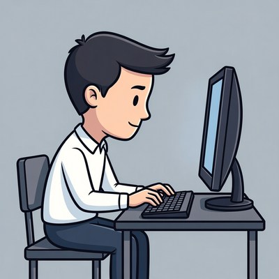 Man working on computer illustration