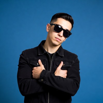 Young Latino man in sunglasses and jacket