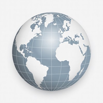 Blue Globe on White Background