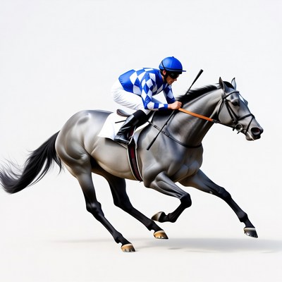 Jockey riding racehorse