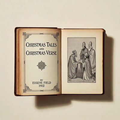 Open Christmas Tales Book with Kings Illustration