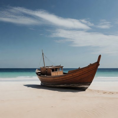 Wooden Dhow Boat on Beach