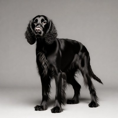 Black English Cocker Spaniel standing