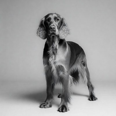 Black English Springer Spaniel standing