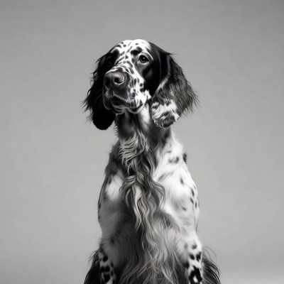 Dalmatian dog looking up