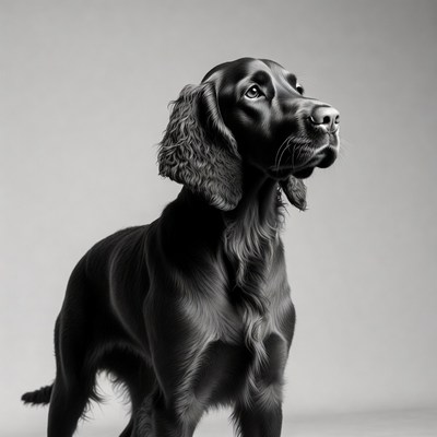 Black English Cocker Spaniel looking up