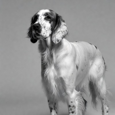 English Setter dog looking up
