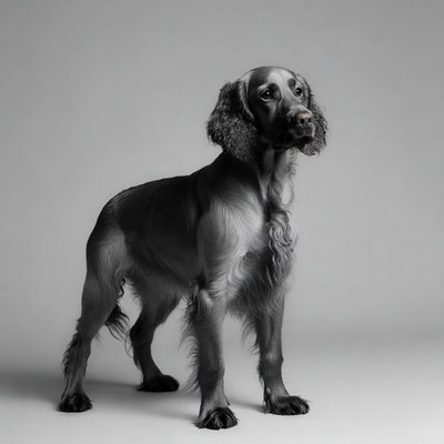 Black English Cocker Spaniel standing
