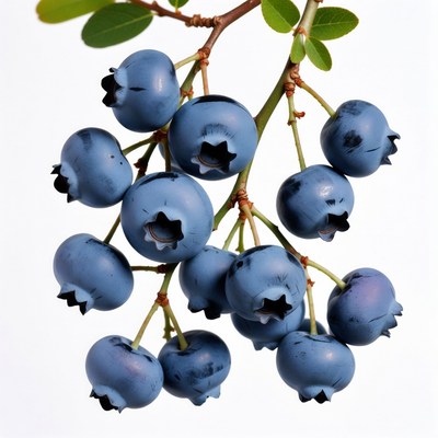 Fresh Blueberries on Branch