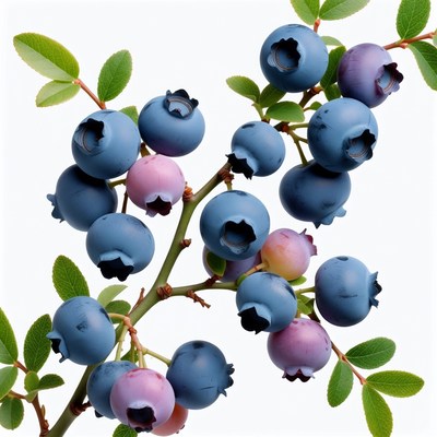 Fresh Blueberries on Branch