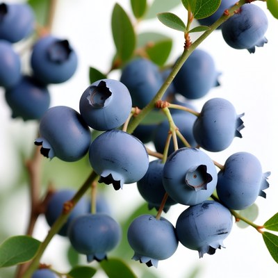 Fresh Blueberries on Branch