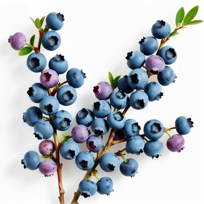 Fresh Blueberries on Branches