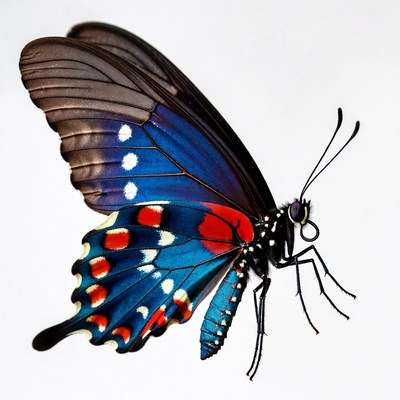 Colorful Blue Swallowtail Butterfly Wings Spread