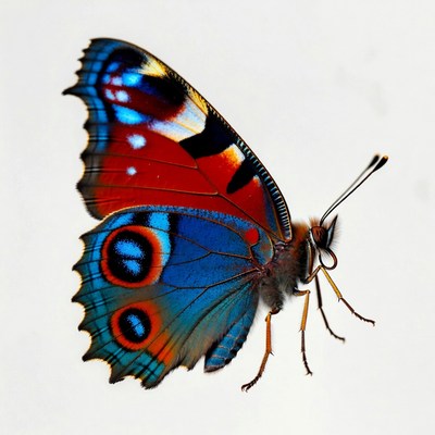 Red Peacocks Butterfly on White Background