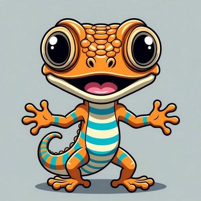 Cute orange gecko illustration