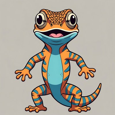 Cartoon Orange Leopard Gecko