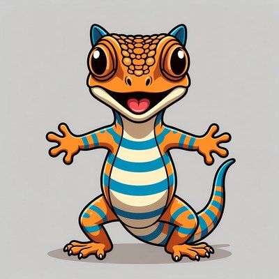 Cute orange crested gecko illustration