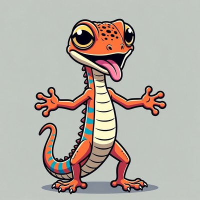 Cartoon Gecko Sticking Out Tongue