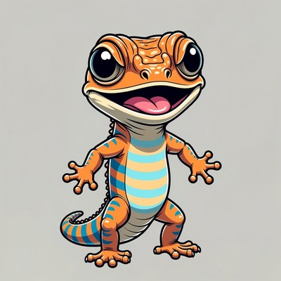 Cute orange crested gecko illustration