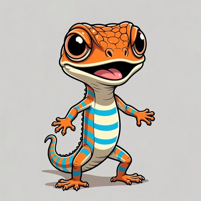 Cute orange leopard gecko illustration