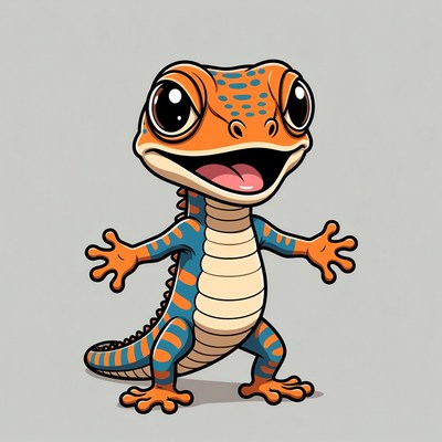 Cute orange gecko illustration