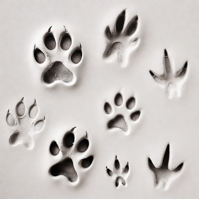 Animal Paw Prints on White Surface