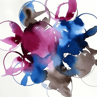 Abstract watercolor circles in purple blue