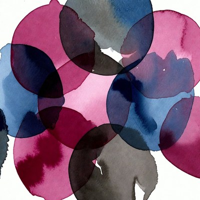 Overlapping watercolor paint splatters