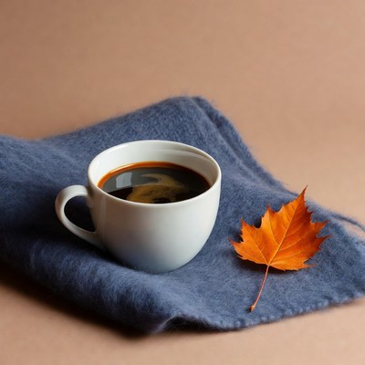 Coffee cup with autumn leaf